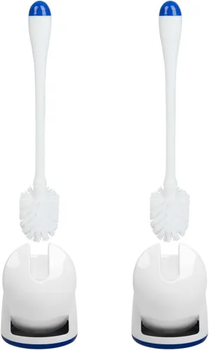 Vista 11 de Juego de cepillo de inodoro y soporte CELOX, cepillo compacto para inodoro con base de ventilación transpirable, kit de limpieza para baño, negro