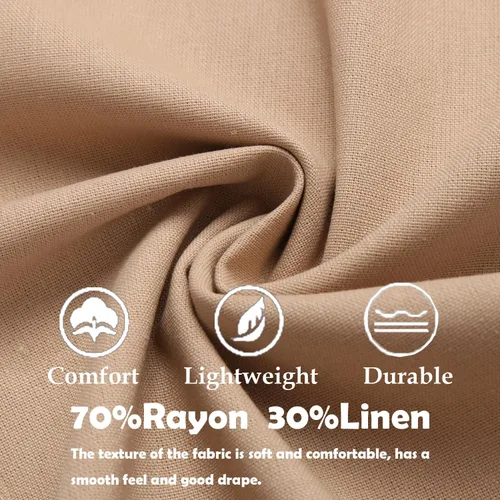 Vista 7 de COOFANDY Pantalones cargo para hombre, ajuste relajado, pantalones de lino recortados, pantalones casuales holgados con bolsillos