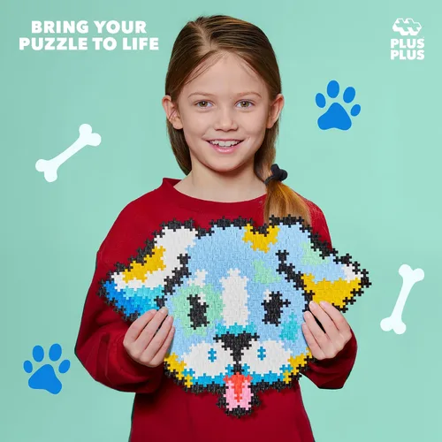 Vista 5 de PLUS PLUS Puzzle By Number, Puppy - Juego de bloques de construcción de 500 piezas Kit de arte Pixel para niños, bloques de hashtag entrelazados