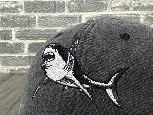 Vista 3 de Lobster Shark Hat, Adjustable Embroidered Sea Animal Dad Hat Sea Animal Lover Gift, Washed Black, Fine Stitch Embroidery, Adjustable Fit