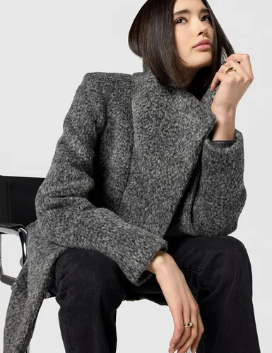 Vista 2 de Kenneth Cole Women's Houndstooth Wool Blend Knit Coat Carbón asimétrico