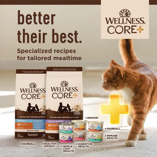 Vista 8 de Wellness CORE+ Alimento húmedo en paté de peso saludable para gatos adultos, natural, rico en proteínas, sin granos, 2.8 onzas, paquete de 12