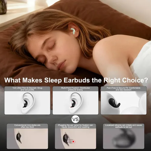 Vista 5 de Mini auriculares planos inalámbricos Bluetooth, invisibles, ultrafinos Beige