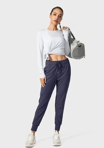 Vista 5 de SANTINY - Pantalones deportivos para mujer, con bolsillos y cordón ajustable, para correr, descansar, entrenar y trotar