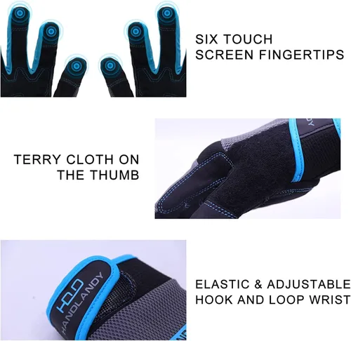 Vista 3 de AIGEVTURE Guantes de trabajo de seguridad para hombres y mujeres, guantes de mecánico ligeros para pantalla táctil, guantes de trabajo de jardinería