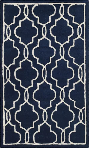 Vista 17 de SAFAVIEH Chatham Collection CHT723C - Alfombra decorativa de lana geométrica de alta calidad, hecha a mano, 2 x 3 pies, color azul oscuro/marfil