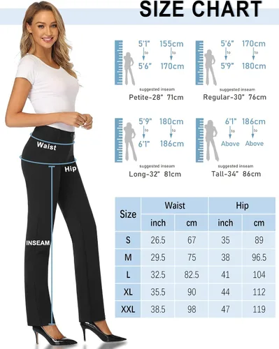 Vista 6 de Tapata - Pantalones de vestir rectos para mujer, diseño elástico con bolsillos ideales para oficina, trabajo y negocios, tallas Tall, Petite