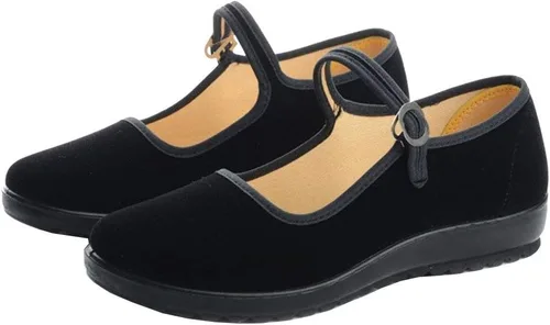 Vista 4 de missfiona Zapatos planos de algodón negro Mary Jane Dance Old Beijing para caminar para mujer