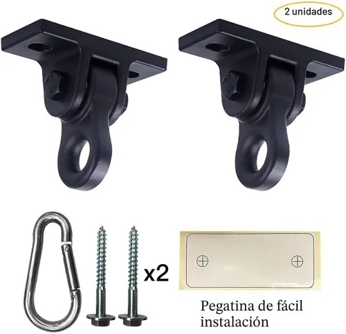 Vista 3 de ABUSA - Ganchos resistentes para columpios negros con tornillos y roscas incluidos, capacidad de más de 5000 libras, para patios