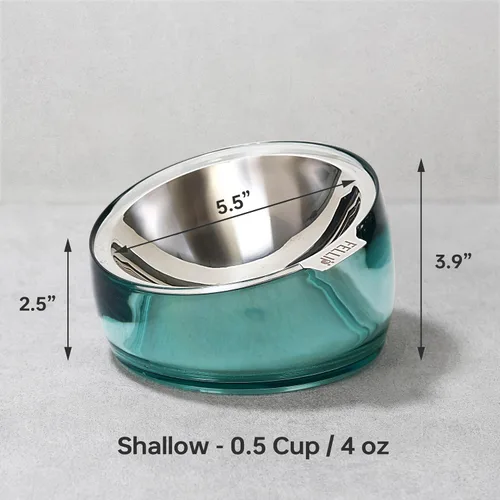 Vista 4 de Felli Oblik Cuencos Elevados para Comida de Gatos de Acero Inoxidable 304, Plato Plano Desmontable para Fatiga de Bigotes y Fácil Limpieza en Clásico