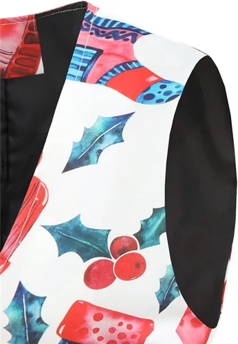 Vista 7 de WYUTX Ugly Christmas Suit Vest for Men Funny 3D Graphic Santa Tree Tuxedo Vest Casual Single Breasted Xmas Holiday Waistcoat