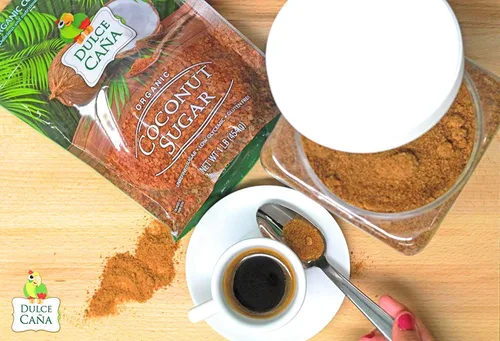 Vista 2 de DULCE CAÑA - Azúcar de coco orgánico (sin refinar, bajo índice glucémico, sin gluten) Bolsa de 1 Lb
