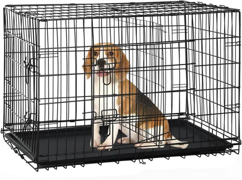 Vista 18 de Jaula para perros pequeños de 24 pulgadas, jaulas resistentes para perros pequeños, jaula plegable de alambre de metal con bandejas extraíbles