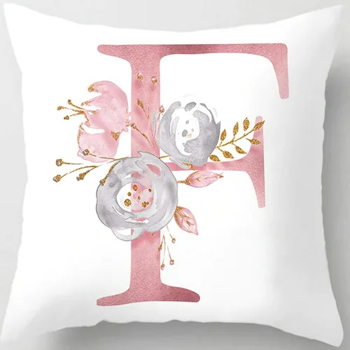 Vista 20 de Fundas de almohada rosa, lindas fundas de almohada decorativas con alfabeto, fundas de cojín cuadradas, protectores de almohada con letras