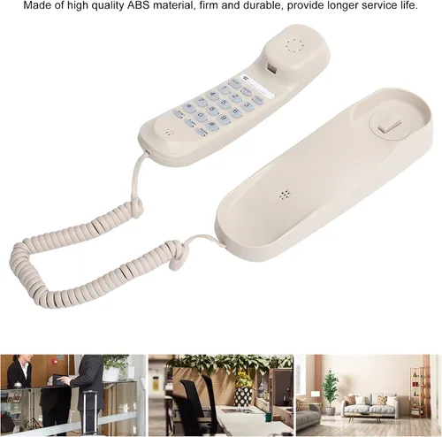Vista 5 de Mini teléfono con cable clásico de línea fija Teléfono montado en la pared Teléfono antiguo Retro con cable Teléfono fijo estanqueidad para el hogar