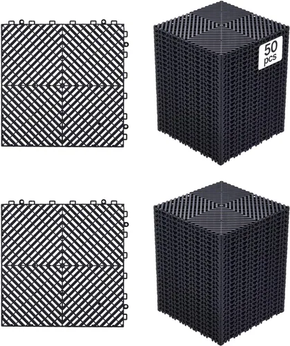 Vista 19 de VEVOR Tapete de Drenaje Entrelazado, Cojín Modular Entrelazado de 12" x 12", 12 Piezas de Tapetes de Drenaje de Empalme, Baldosa de Piso de Drenaje