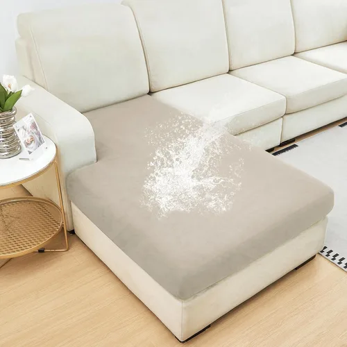Vista 10 de NAISI Fundas de cojín impermeables de tela de terciopelo grueso lavable, 1 pieza, fundas individuales para sofá modular con parte inferior elástica