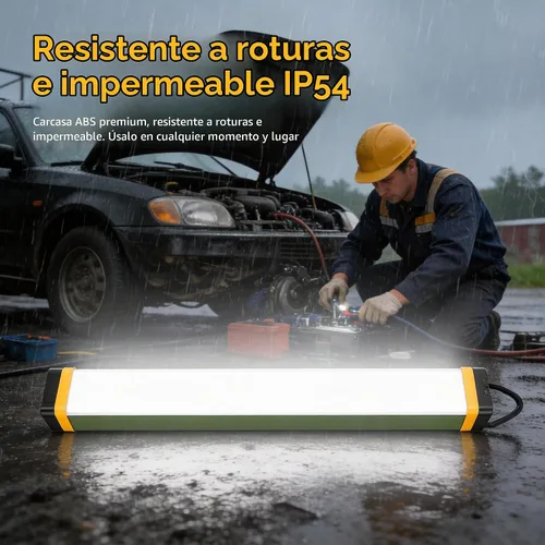 Vista 5 de Luz de trabajo mecánica, luces de trabajo magnéticas de 7000 lm, barra de luz LED recargable, luces de trabajo portátiles inalámbricas debajo