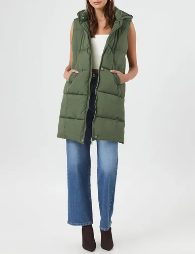 Vista 6 de Fiona Jolin Chaleco largo acolchado con capucha para mujer, abrigos de invierno acolchados sin mangas, chaquetas hinchadas