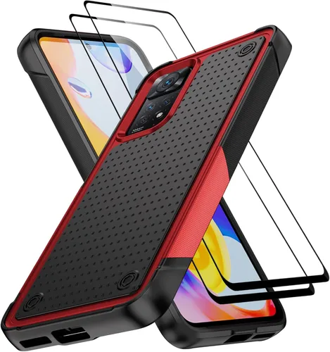 Vista 13 de Jeylly Funda para Xiaomi Poco X3 NFC con protector de pantalla de vidrio templado [2 paquetes], resistente a prueba de golpes, funda protectora
