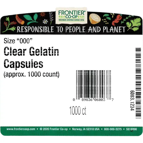 Vista 3 de Frontier Co-op Cápsulas vegetarianas transparentes "00" 1000