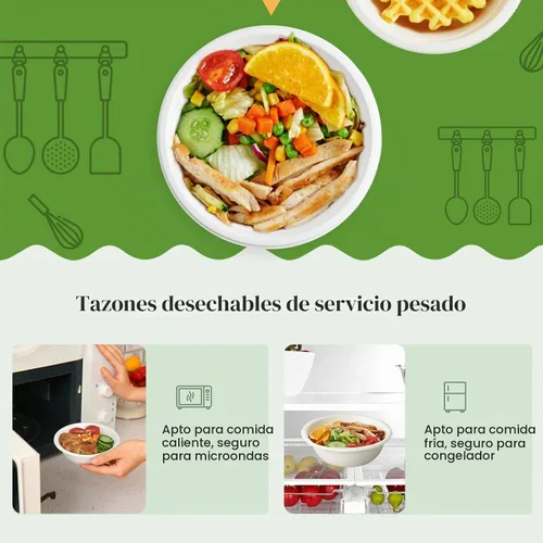 Vista 4 de ECOLipak Paquete de 145 cuencos de papel compostables desechables de 12 12OZ-blanco