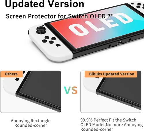 Vista 4 de Paquete de 2 protectores de pantalla de vidrio templado para Nintendo Switch OLED 2021, con kit de alineación automática, dureza 9H, sin burbujas