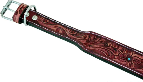 Vista 5 de Affilare Collar de cuero para perro, estilo occidental, resistente, hecho a mano, ajustable, acolchado, suave para cachorros y perros grandes