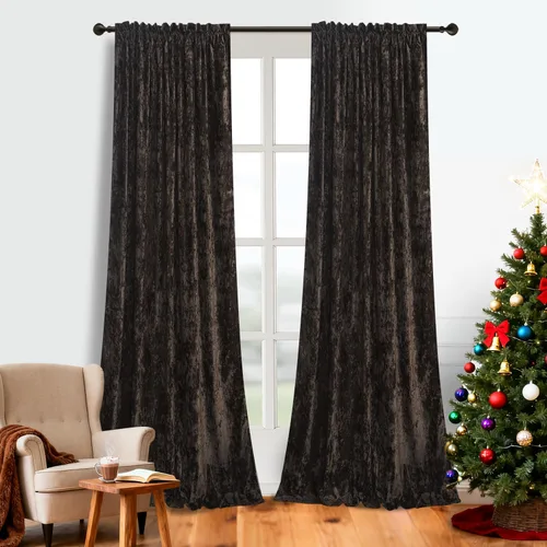Vista 11 de Cortinas de Terciopelo Chartreuse Aplastado de Lujo Juego de 2 Paneles - 84 pulgadas de Largo para Oscurecer la Habitación Cortinas de Terciopelo