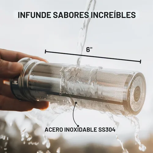 Vista 5 de Vesmoon Vessence Botella de infusión de té de acero inoxidable de 24 oz para té de hojas sueltas, agua, hierbas, frutas - Botella aislada de triple