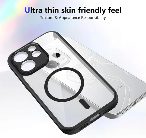 Vista 96 de Funda magnética transparente compatible con Xiaomi 17T, color negro 2 en 1 PC + TPU cubierta de teléfono a prueba de golpes, carcasa protectora