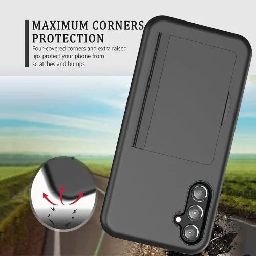 Vista 5 de Asuwish Funda para teléfono Samsung Galaxy A34 5G con protector de pantalla de vidrio templado y accesorios para celular, ranura para tarjetero