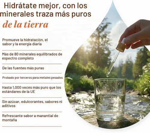 Vista 2 de MAYU - Gotas minerales traza, más de 80 minerales iónicos para agua, 1 oz Cero metales pesados detectables, de gran sabor, con magnesio, potasio