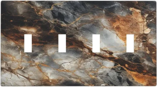 Vista 107 de Cubiertas de salida de impresión de líneas doradas de granito de mármol marrón, 1 palanca y 1 combinación basculante, placa decorativa de pared