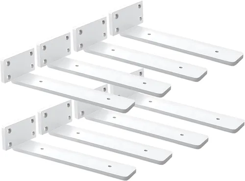 Vista 27 de Paquete de 4 soportes de estante flotantes de 4 pulgadas, soporte de estante oculto de 1/5 pulgadas de grosor, soportes de metal de hierro