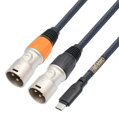 Vista 8 de Cable de audio USB C a doble XLR macho - 3.3 pies, estéreo de 32 bits/384 Khz, compatible con teléfonos móviles, altavoces activos y amplificadores