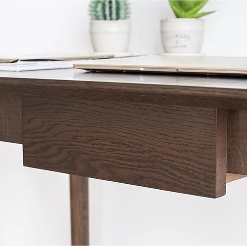 Vista 5 de TOMYEUS Escritorio de PC de 2.6 ft, 3.3 ft, 3.9 ft, escritorio de madera para el hogar, PC, portátil, escritorio de estudio simple con cajones