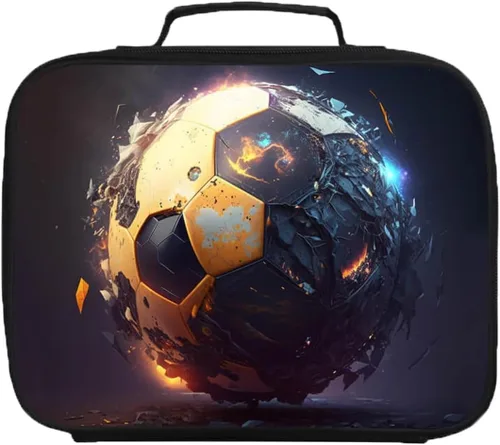 Vista 12 de Lonchera de fútbol americano para niños y niñas, bolsa de almuerzo escolar para niños, capa aislada, poliéster, a prueba de fugas, para niños a