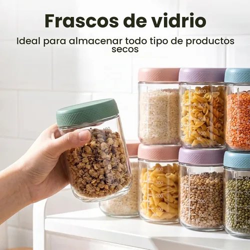 Vista 5 de Tarros de vidrio de 16 onzas con tapas, 12 recipientes de avena
