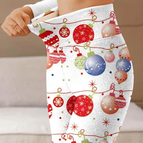 Vista 6 de Pantalones navideños talle Alto Mujer mallas gruesas Lana Pantalones Largos Cálidos Pantalones Chándal de Cintura