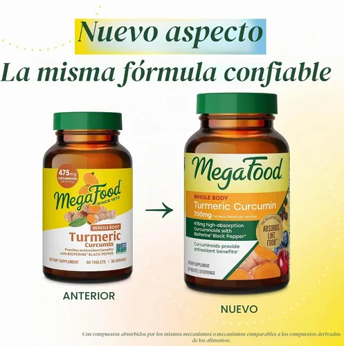 Vista 2 de Suplemente dietético MegaFood Turmeric Strength para todo el cuerpo, hfs-koi-zk-a8980, 60, 1