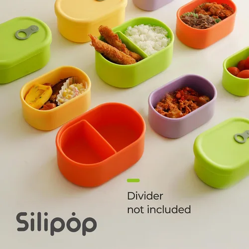 Vista 8 de Recipiente de comida de silicona coreana con ventilación de vapor, manzana verde 4pc