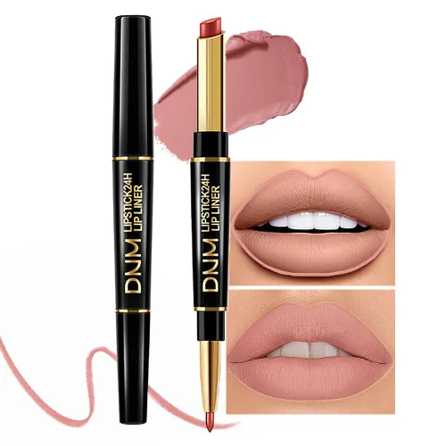 Vista 22 de evpct Juego de 1 lápiz labial y delineador de labios rojo rubí para mujer, kit mate con delineador de labios, manchas de labios duraderas