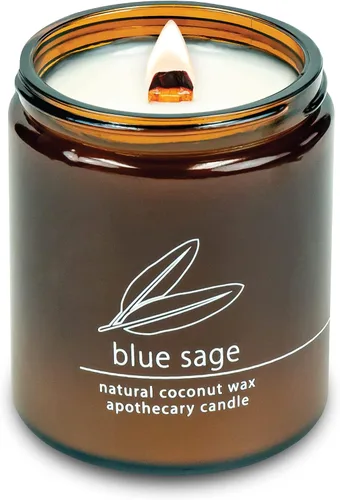 Vista 65 de Vela de mecha de madera agrietada Hemlock Park hecha a mano con cera de coco natural (grande de 16 oz, ámbar) Coconut Apricot Wax Crackling Wood
