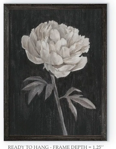 Vista 56 de Renditions Gallery- Lienzo enmarcado con flores blancas y negras Flores blancas y negras 1 juego/marco negro
