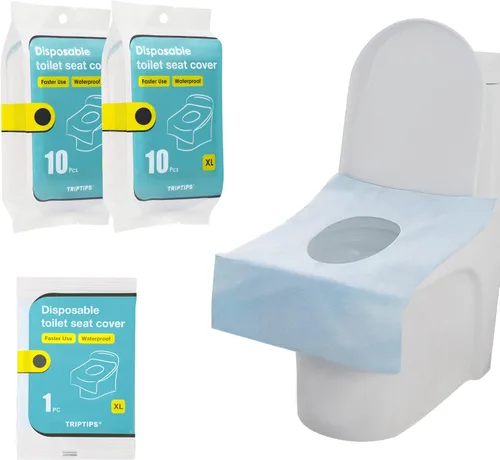 Vista 9 de TRIPTIPS Fundas de asiento de inodoro, paquete de viaje desechables, 60 unidades, uso más rápido, sin adhesivos, impermeable, funda de asiento