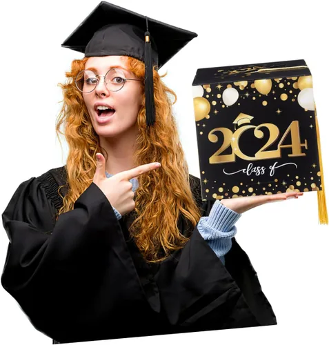 Vista 7 de Unomor Caja de tarjetas de graduación 2024 Felicidades para fiesta de graduación, suministros para fiesta de graduación 2024, suministros