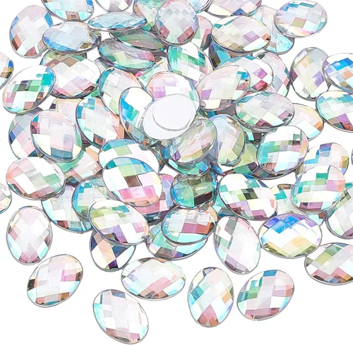 Vista 8 de FINGERINSPIRE 30 diamantes de imitación acrílicos redondos con parte trasera plana de 1.181 in con contenedor, gemas circulares de cristal Ab