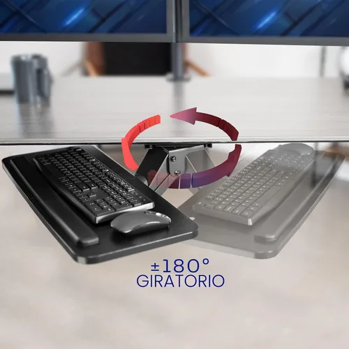 Vista 7 de Vivo (Mount-KB03B) - Plataforma para mouse y teclado de computadora ajustable, ergonómica, para utilizar debajo del escritorio, de montaje bajo Negro