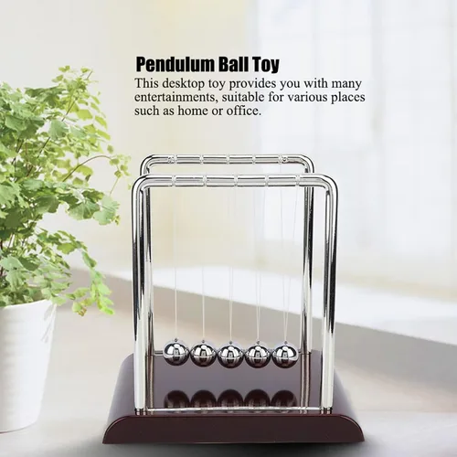 Vista 2 de Square Shape Balance Pendulum Ball Toy, Newton Cradle with Solid Metal Balls, Physics Toy for Office Desk Table Decoration, Stress Relief Gift
